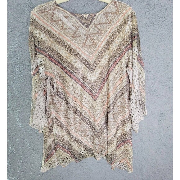 Brittany Black Women's 1X Tunic Top Lined Lacy Top Flared Long Sleeves Vintage - Picture 2 of 13